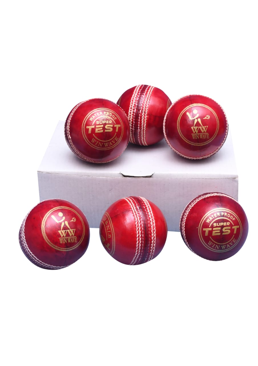 4 Piece Leather Cricket Ball Super Test Red | Box of 6 Pcs