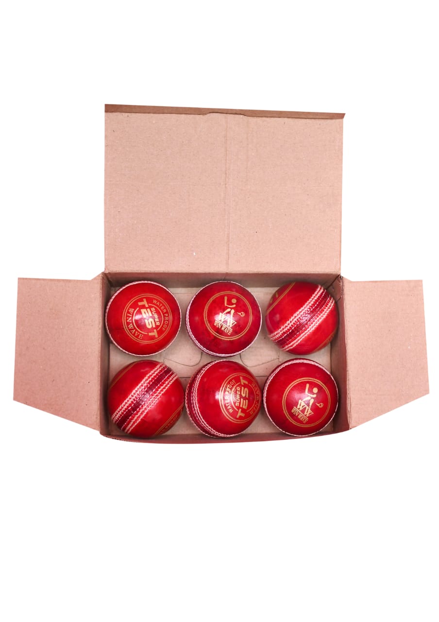 4 Piece Leather Cricket Ball Super Test Red | Box of 6 Pcs