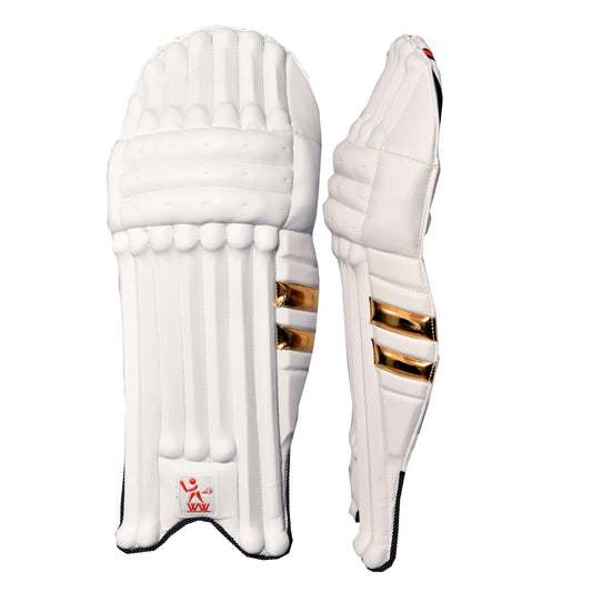 Cricket Batting Pads - White  & Golden - RH