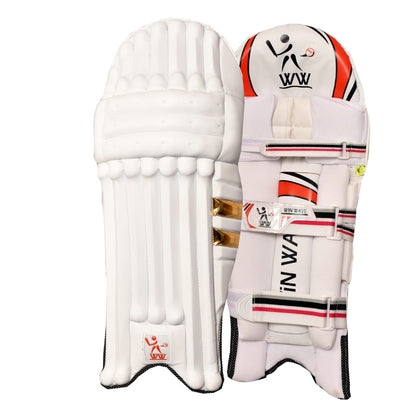 Cricket Batting Pads - White  & Golden - RH