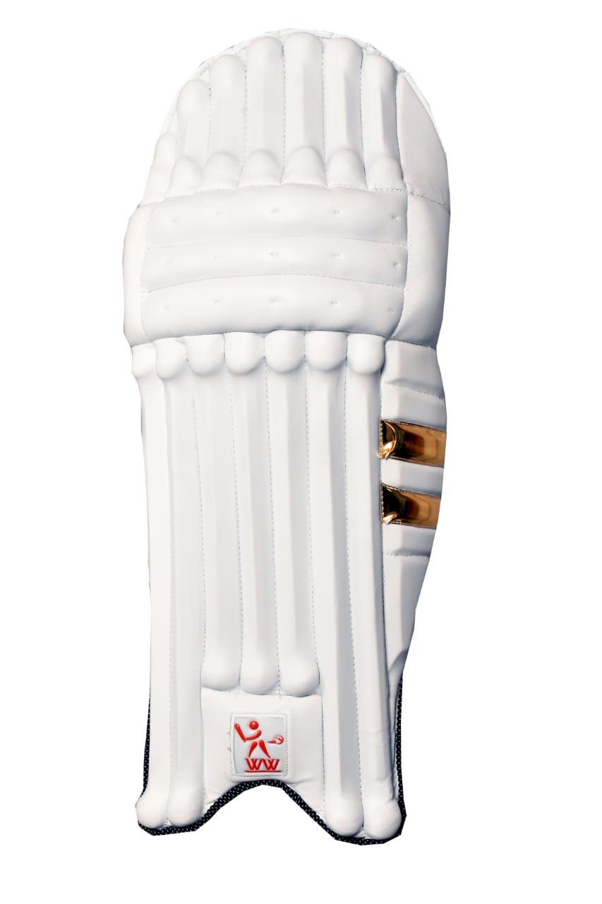 Cricket Batting Pads - White  & Golden - RH