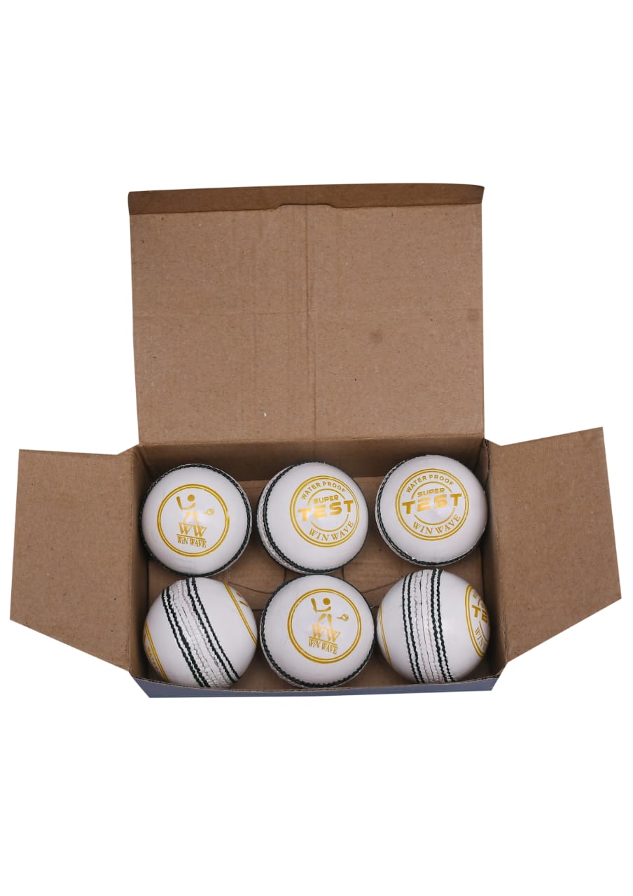 4 Piece Leather Cricket Ball - White (Box of 6 balls) Super Test