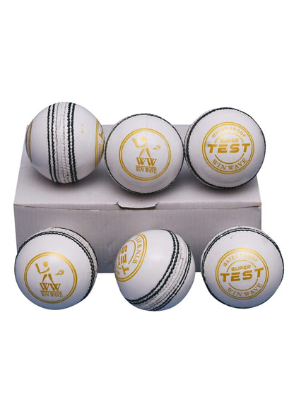 4 Piece Leather Cricket Ball - White (Box of 6 balls) Super Test